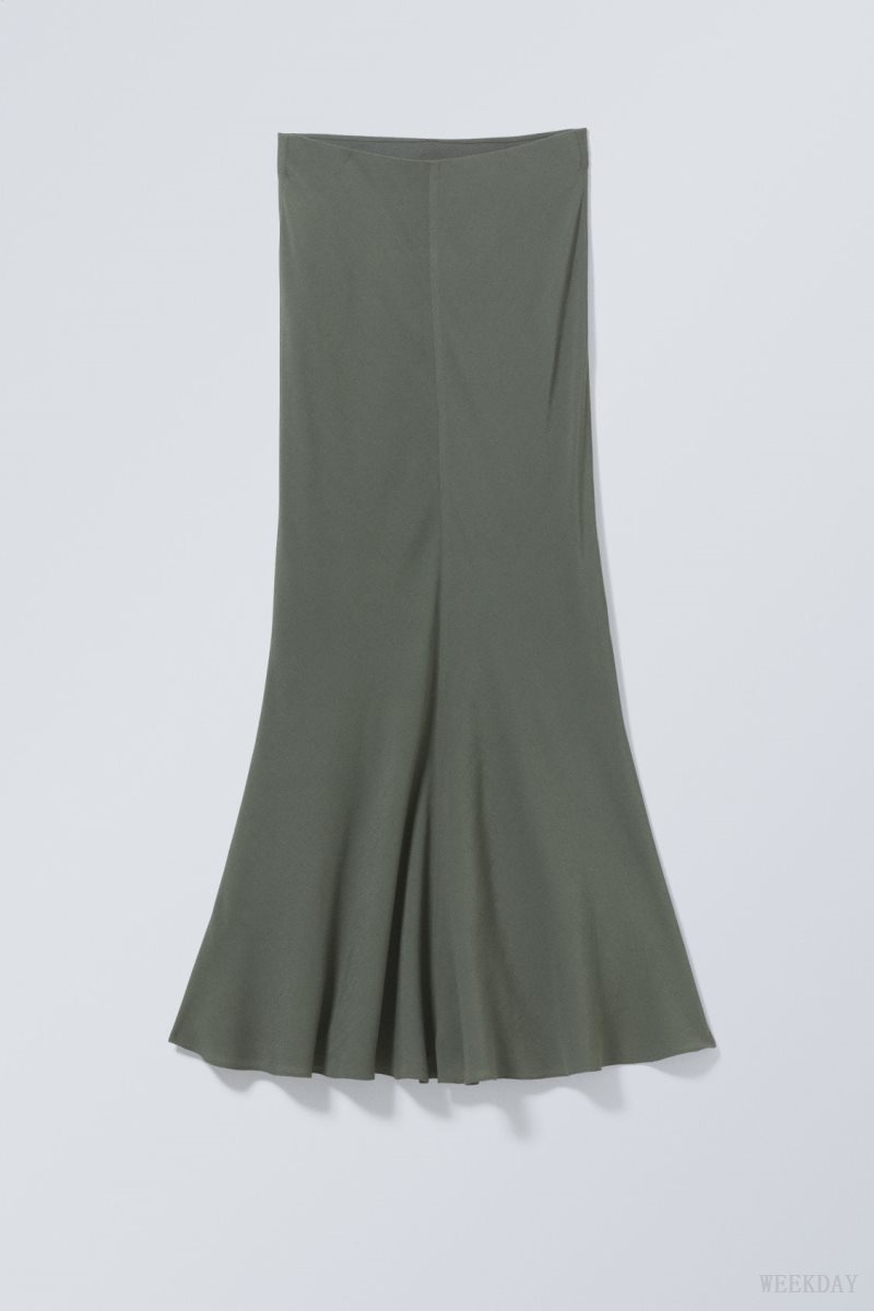 Weekday Paige Long Skirt Sötétkhaki Zöld | PYKY7167