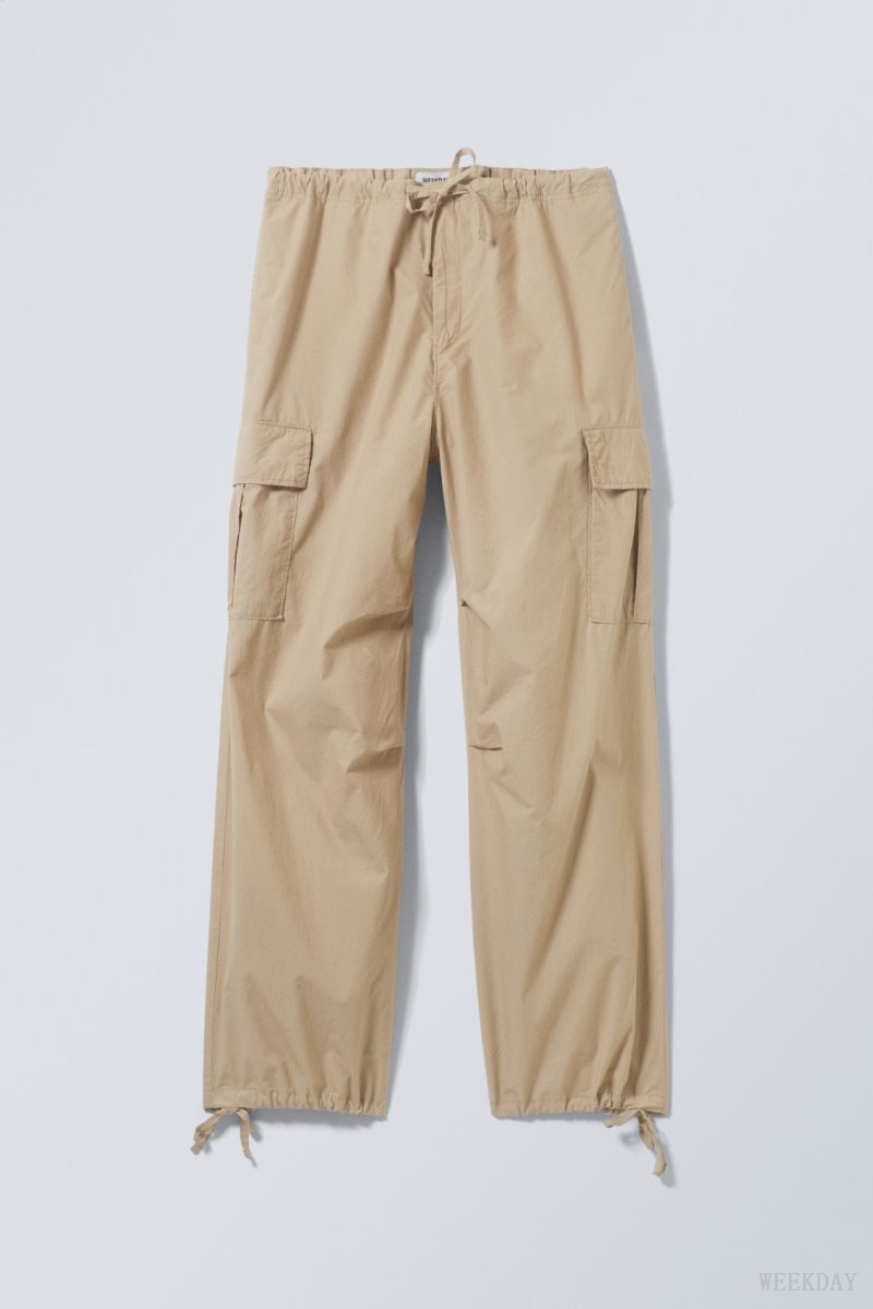 Weekday Parachute Loose Cargo Trousers Bézs | OXNS8883