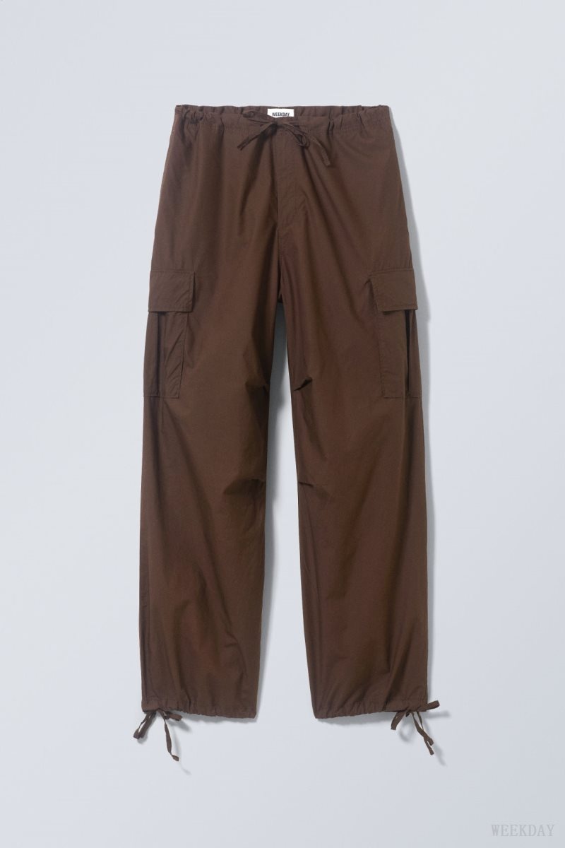 Weekday Parachute Loose Cargo Trousers Sötétbarna | HQNJ5545