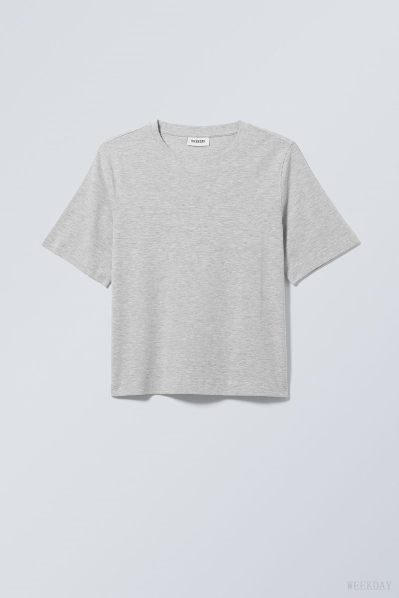 Weekday Perfect Boxy T-shirt Világos Szürke | QNBH9635