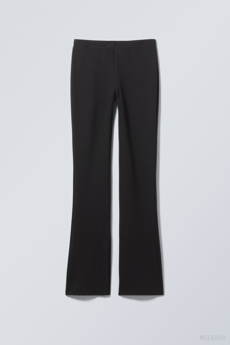 Weekday Philo Flared Jersey Trousers Fekete | OFVY1794