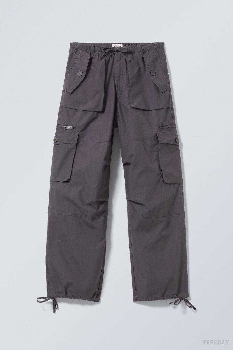 Weekday Piper Loose Cargo Trousers Sötétszürke | UIXM4683