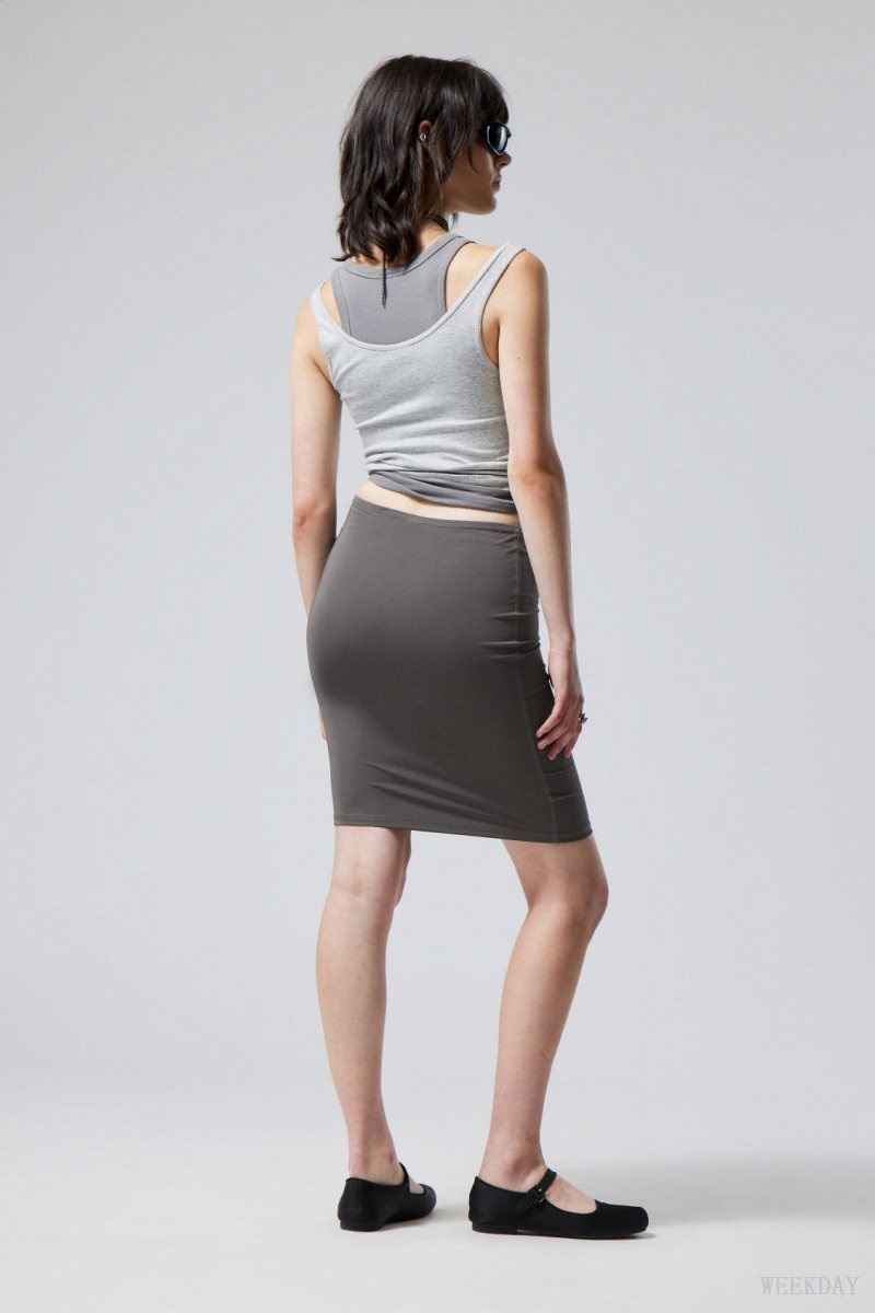 Weekday Rachel Tube Midi Skirt Sötétszürke | AHVV3298