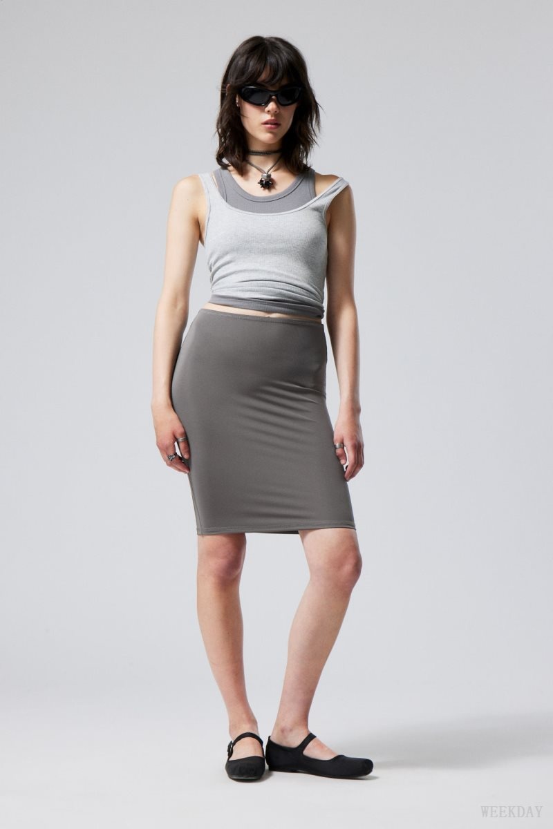 Weekday Rachel Tube Midi Skirt Sötétszürke | AHVV3298