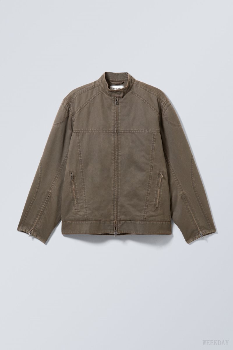 Weekday Reed Coated Motoros Jacket Sötét | BVIH8512