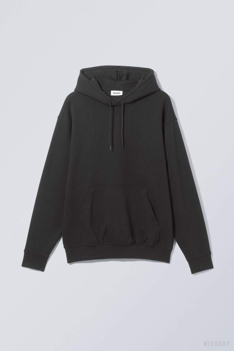 Weekday Relaxed Heavy Hoodie Fekete | SACO8827