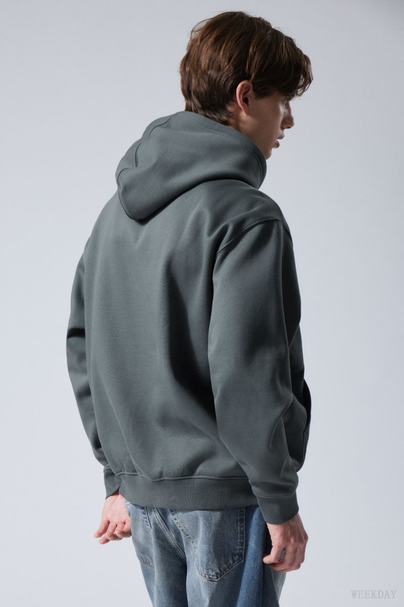 Weekday Relaxed Heavy Hoodie Sötéttürkiz | JMJG3436