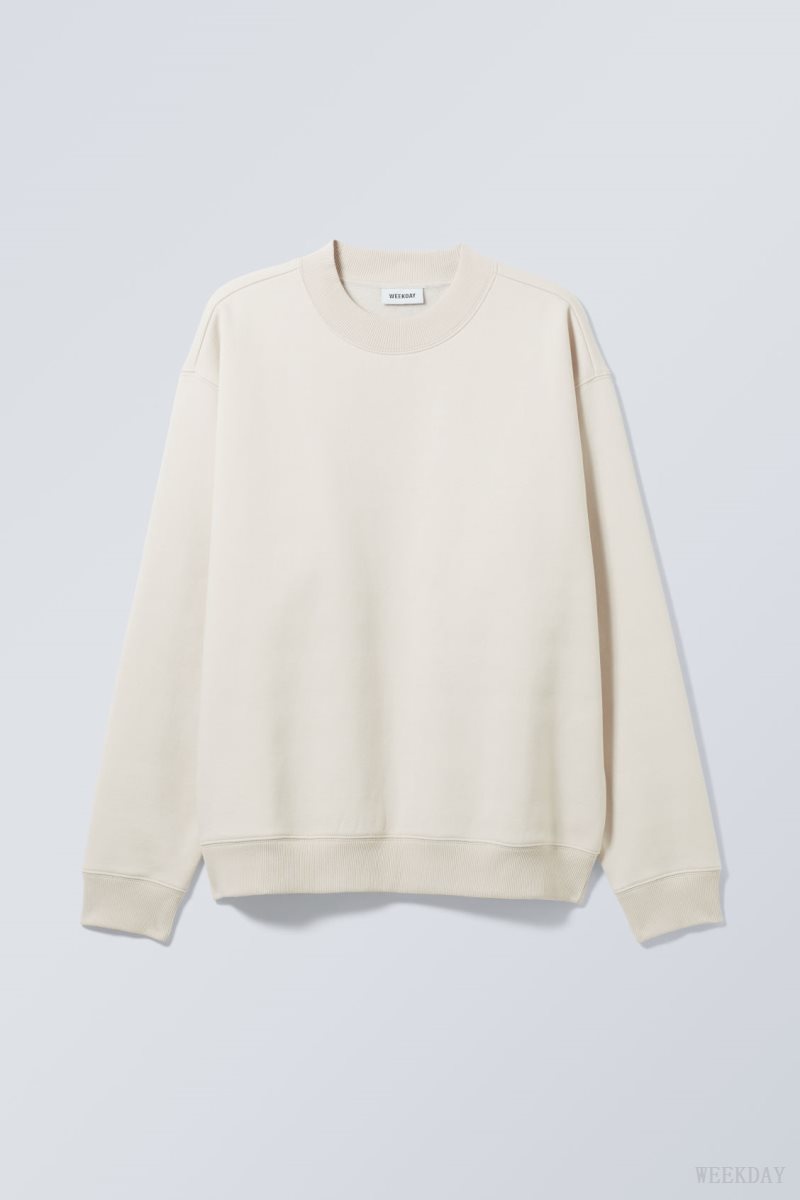 Weekday Relaxed Heavyweight Sweatshirt Ecru | BDHN7862