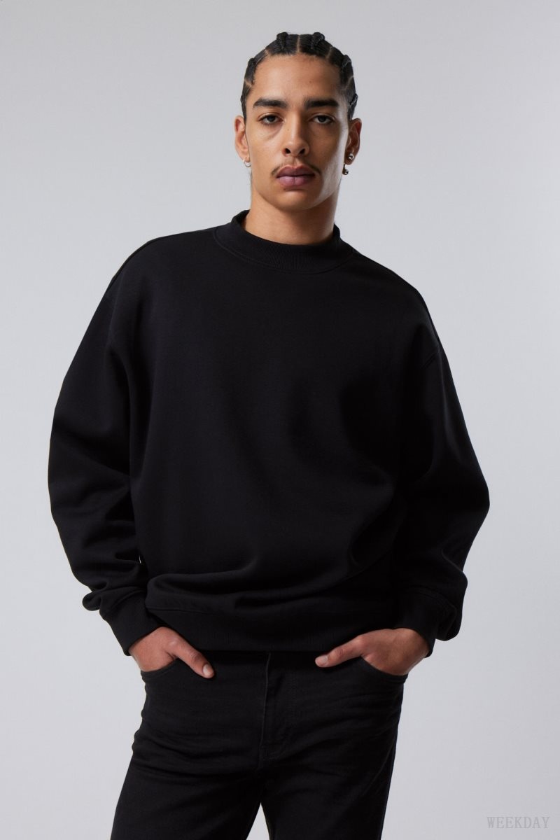 Weekday Relaxed Heavyweight Sweatshirt Fekete | LKBM1919