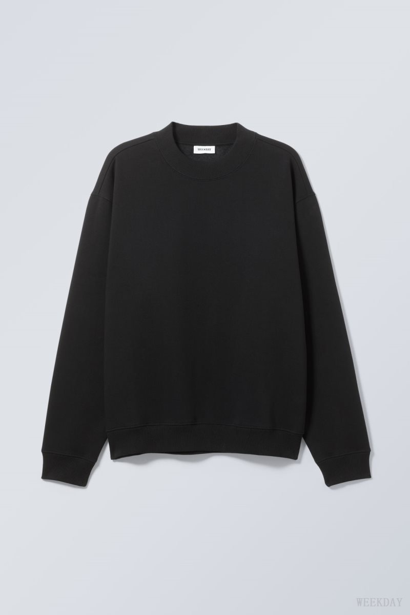 Weekday Relaxed Heavyweight Sweatshirt Fekete | LKBM1919