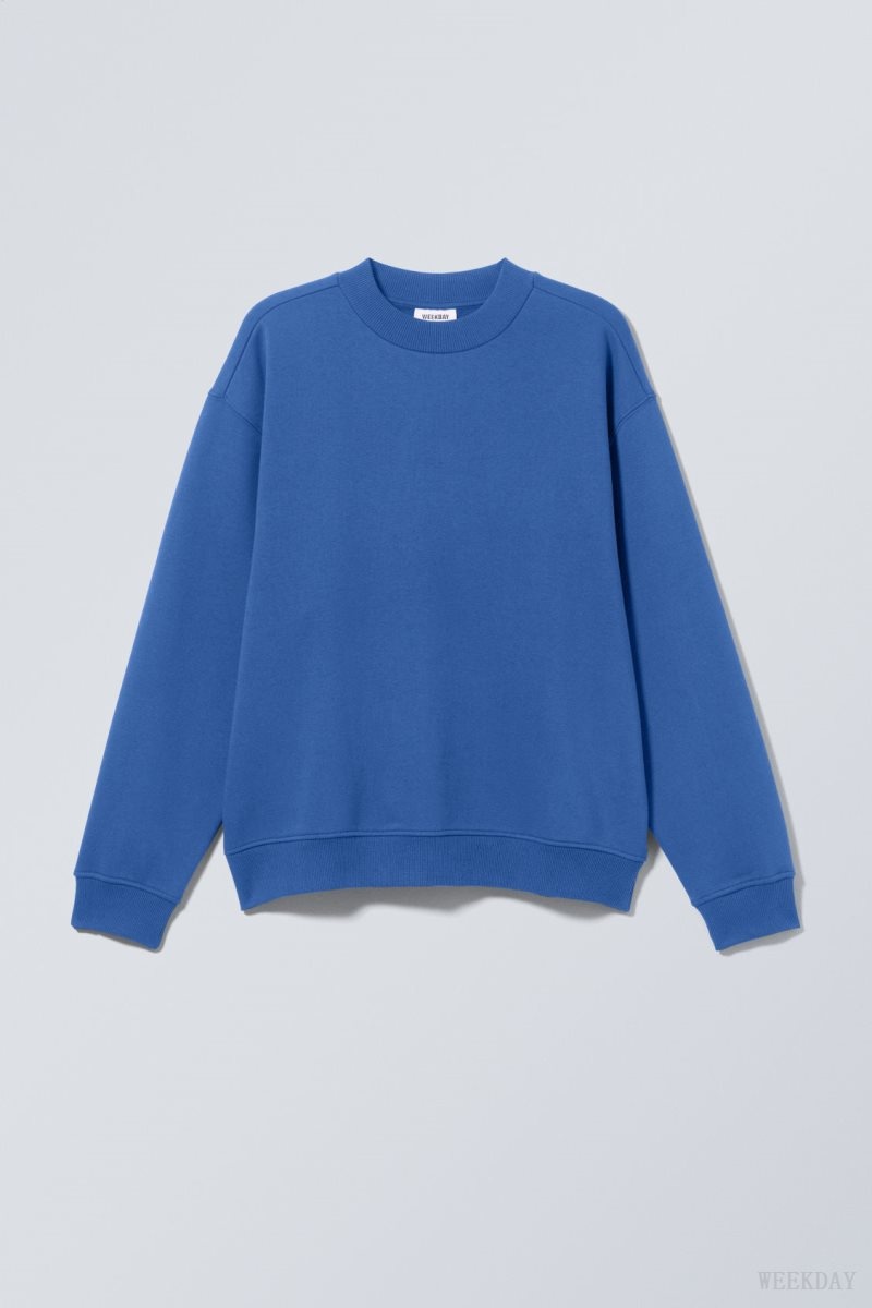 Weekday Relaxed Heavyweight Sweatshirt Kék | COSC7577