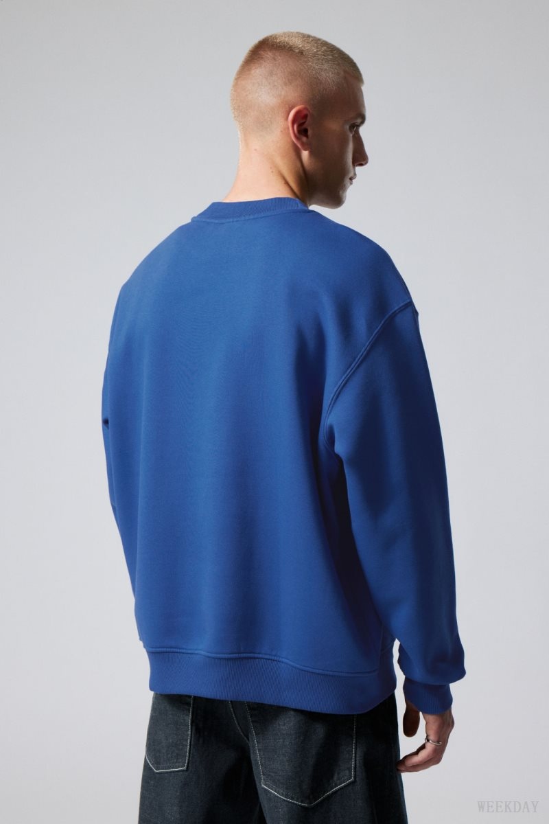 Weekday Relaxed Heavyweight Sweatshirt Kék | COSC7577