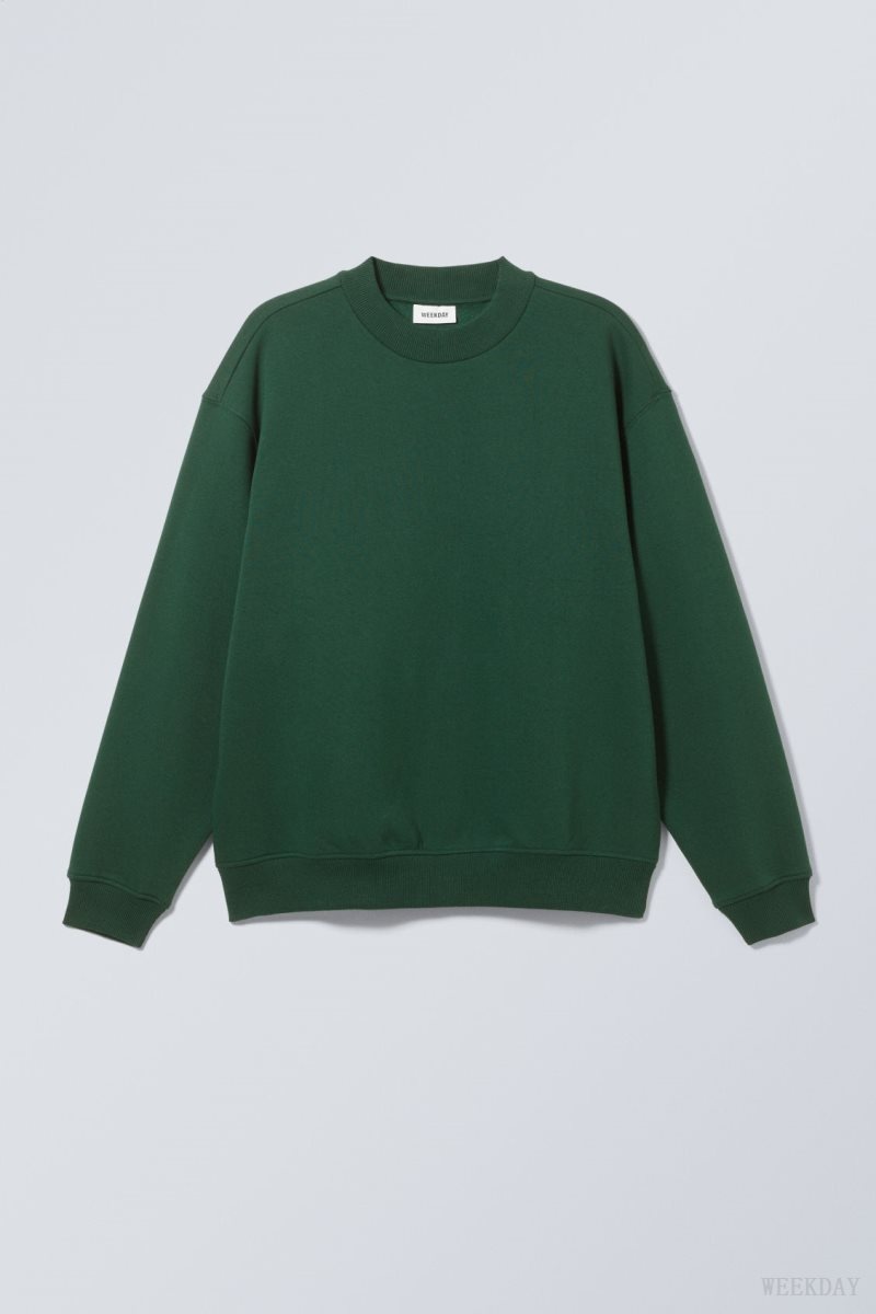 Weekday Relaxed Heavyweight Sweatshirt Sötétzöld | KIVU7873