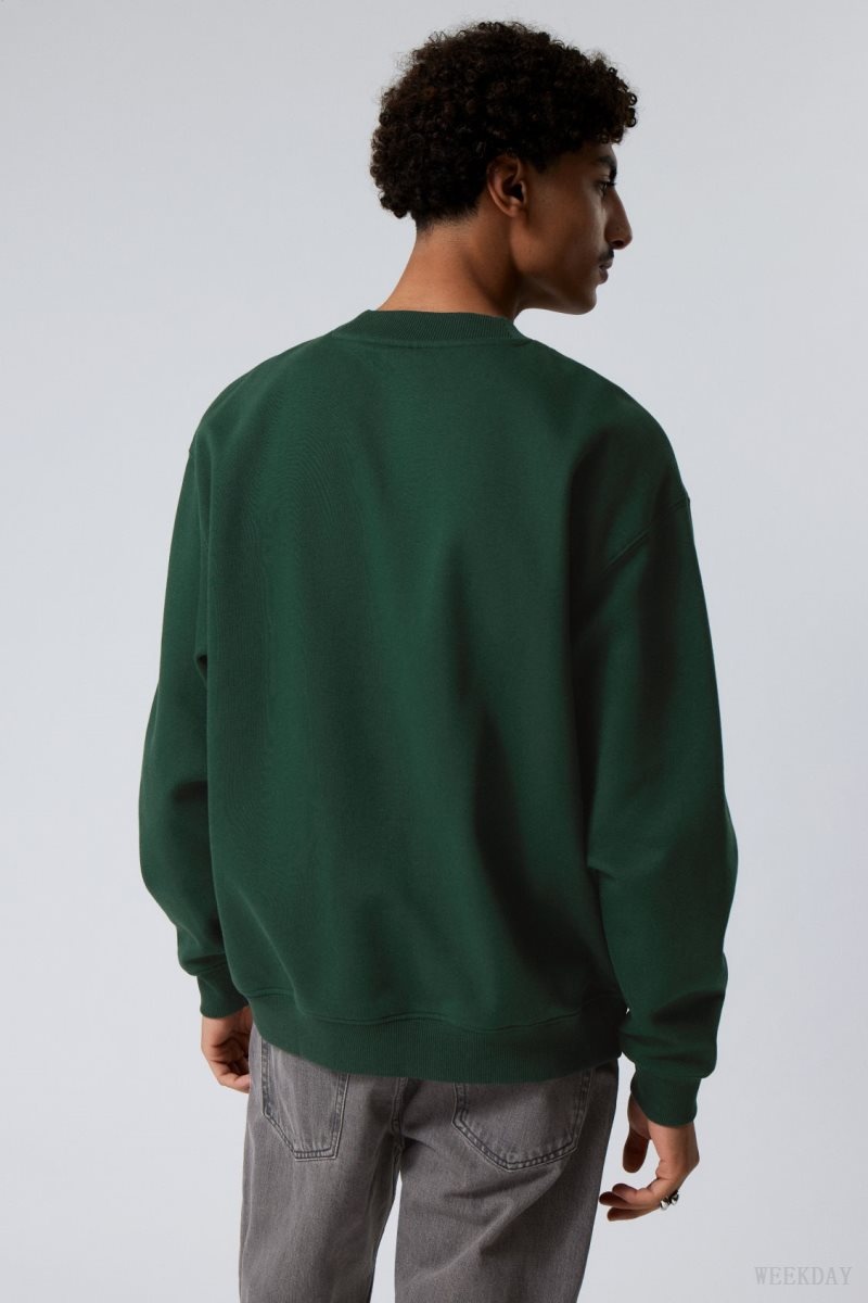 Weekday Relaxed Heavyweight Sweatshirt Sötétzöld | KIVU7873