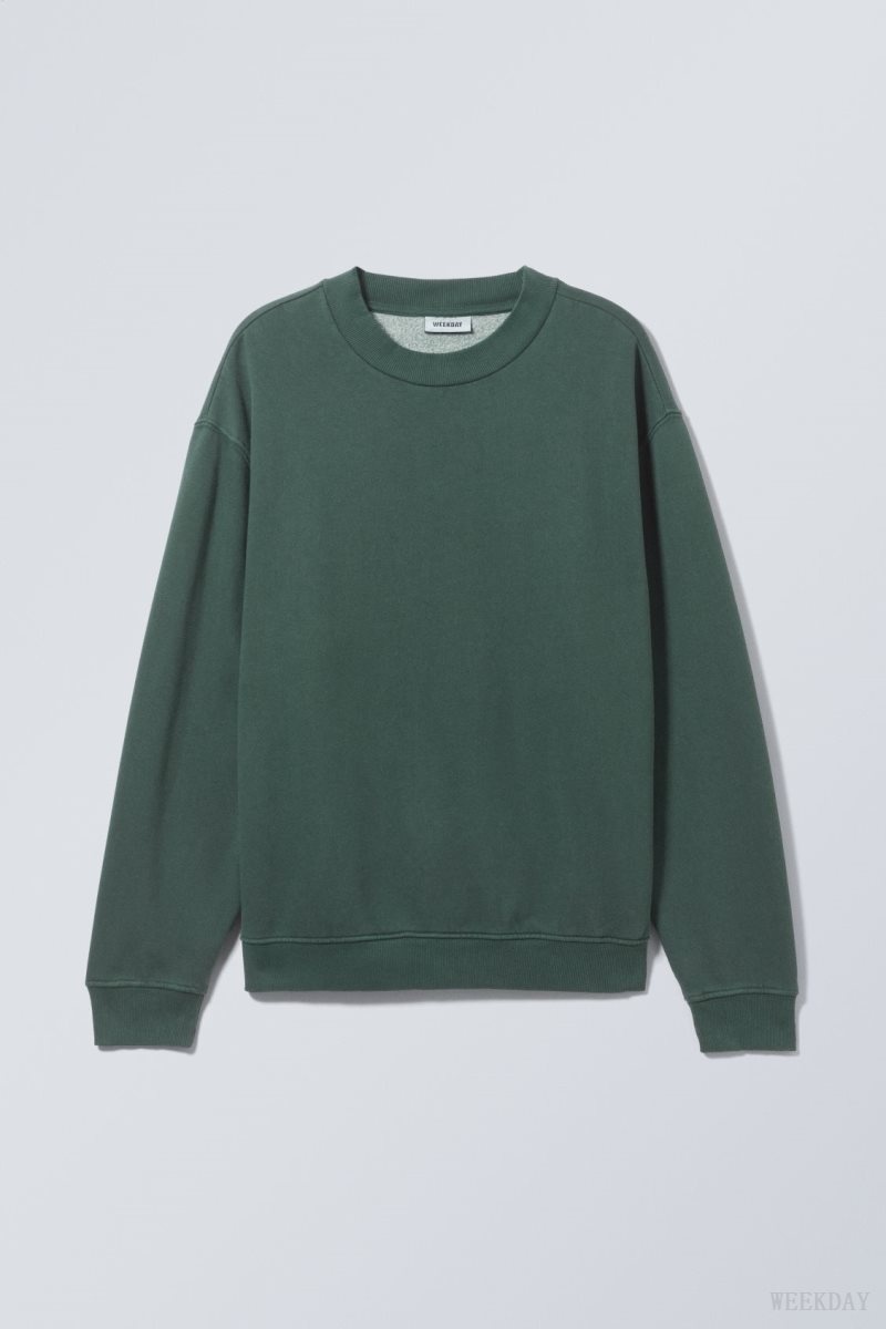 Weekday Relaxed Heavyweight Sweatshirt Sötétzöld | MMTO6122