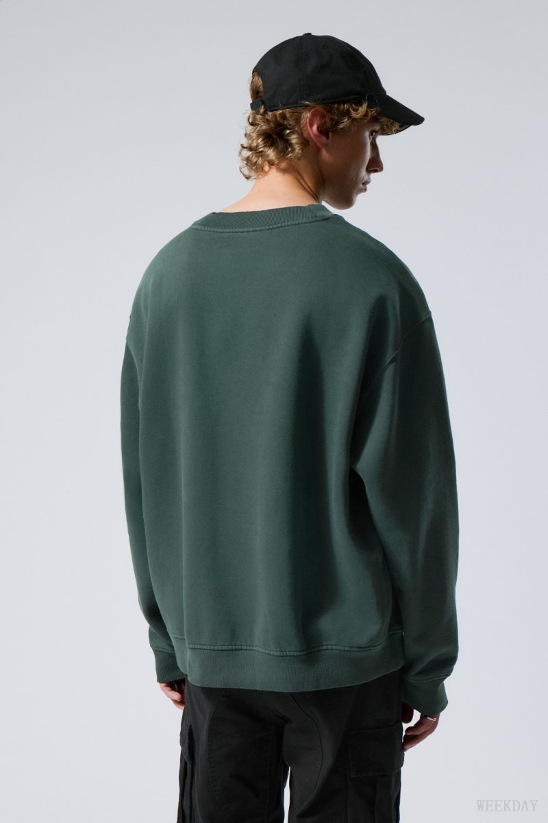 Weekday Relaxed Heavyweight Sweatshirt Sötétzöld | MMTO6122