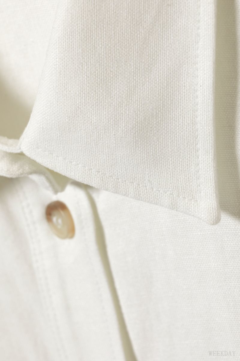 Weekday Relaxed Linen Mix Shirt Fehér | LTUQ2913