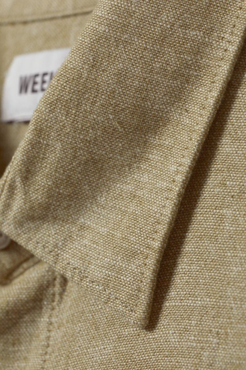 Weekday Relaxed Linen Rövid Sleeve Shirt Khaki | WHFV2801