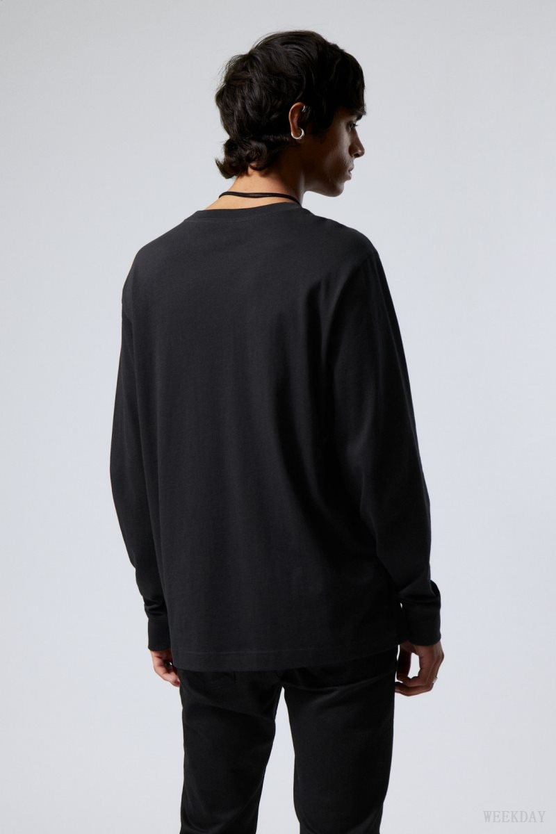 Weekday Relaxed Midweight Long Sleeve Fekete | PFFA0712