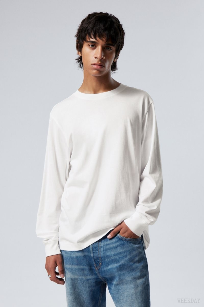 Weekday Relaxed Midweight Long Sleeve Fehér | ELDS0288