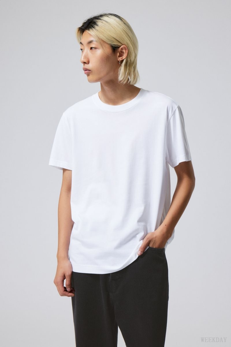 Weekday Relaxed Midweight T-shirt Fehér | UXAA6097