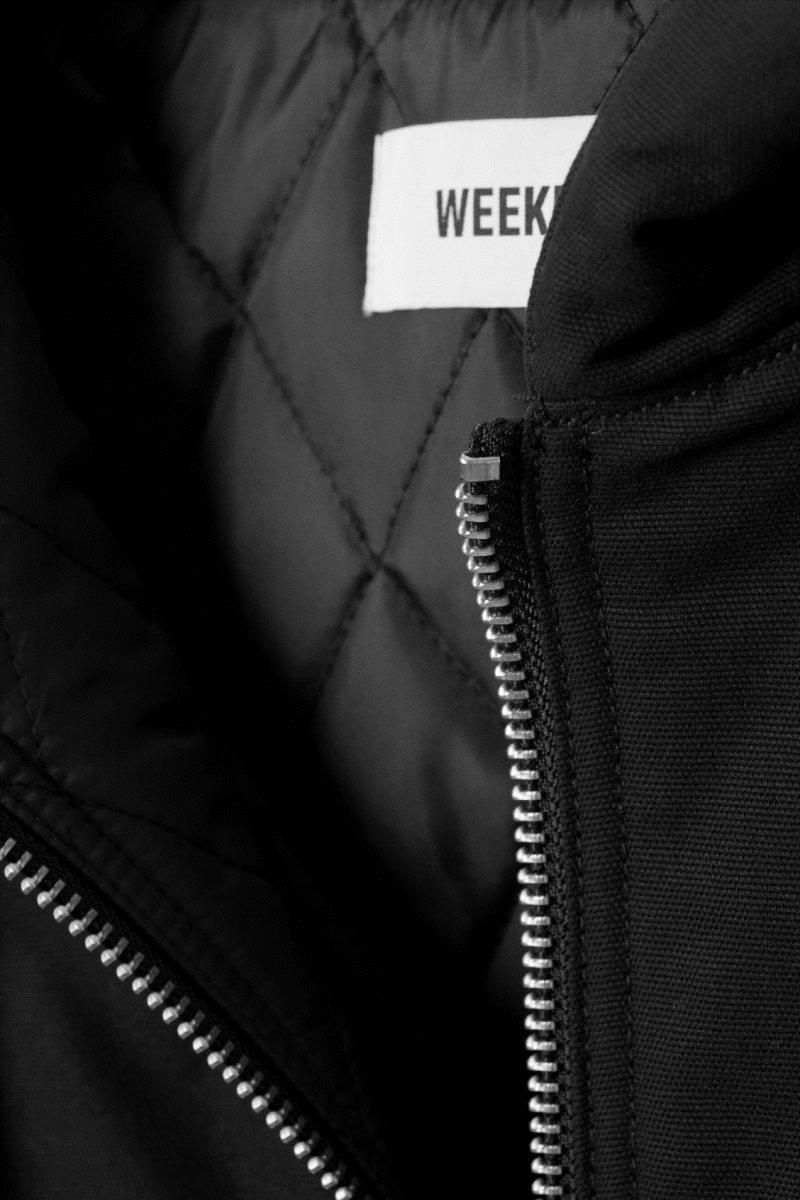 Weekday Remy Csuklyás Bomber Jacket Fekete | AVVO8799