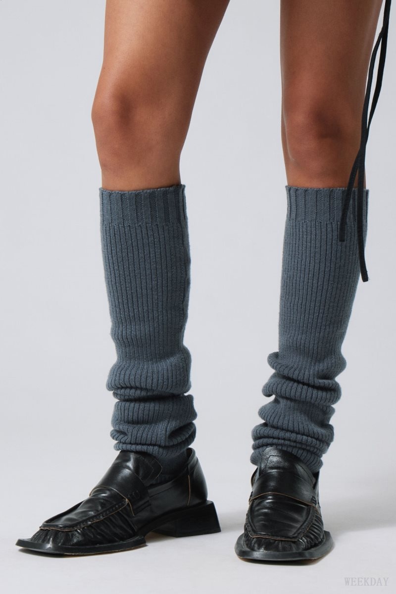 Weekday Rib Knit Leg Warmers Kék | NNHP9498