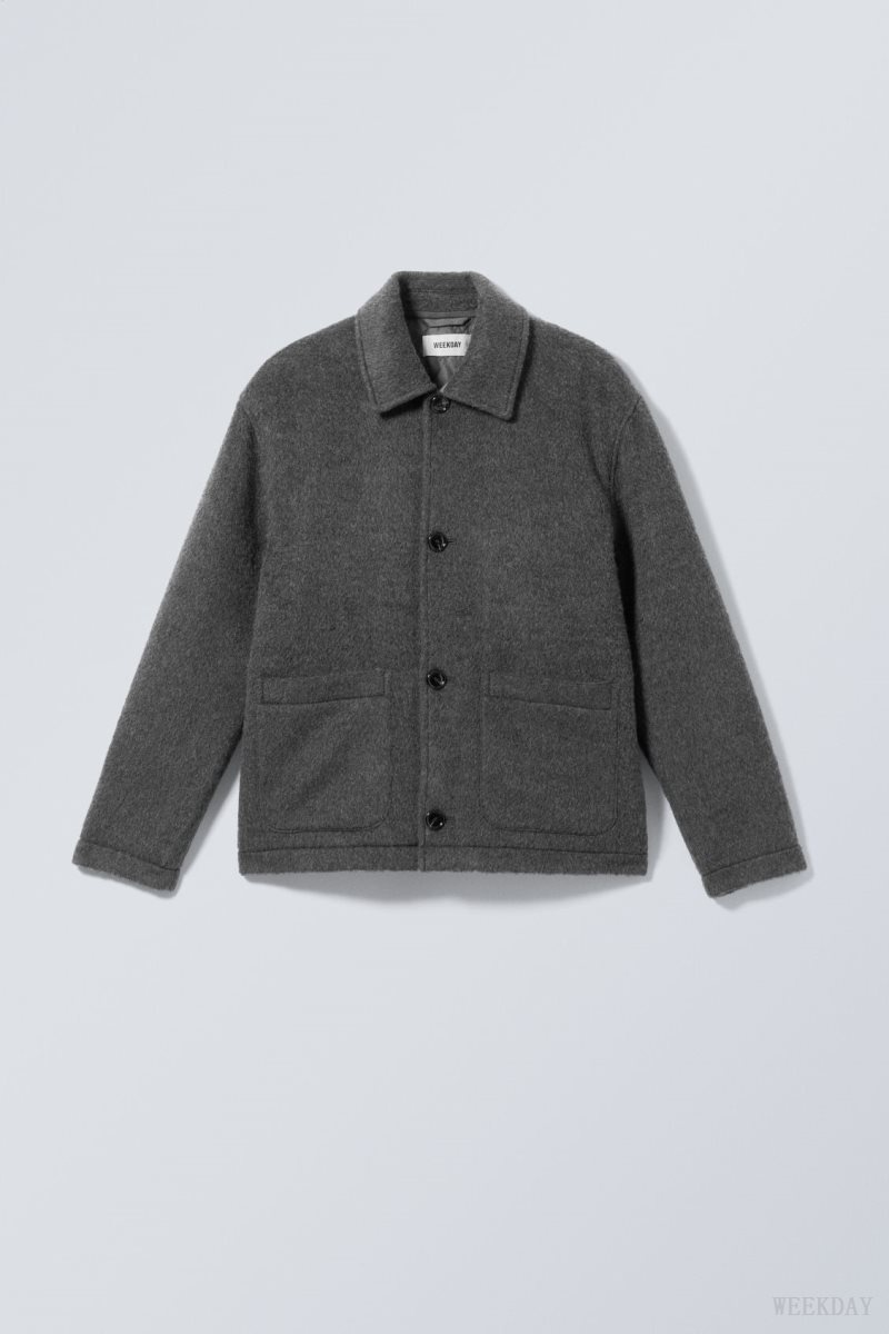 Weekday Rory Gyapjú Jacket Sötétszürke | AKFG8698