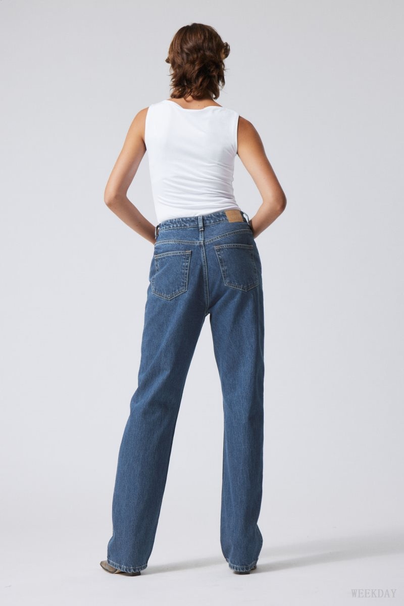 Weekday Rowe Extra High Egyenes Jeans Kék | LFPP2653