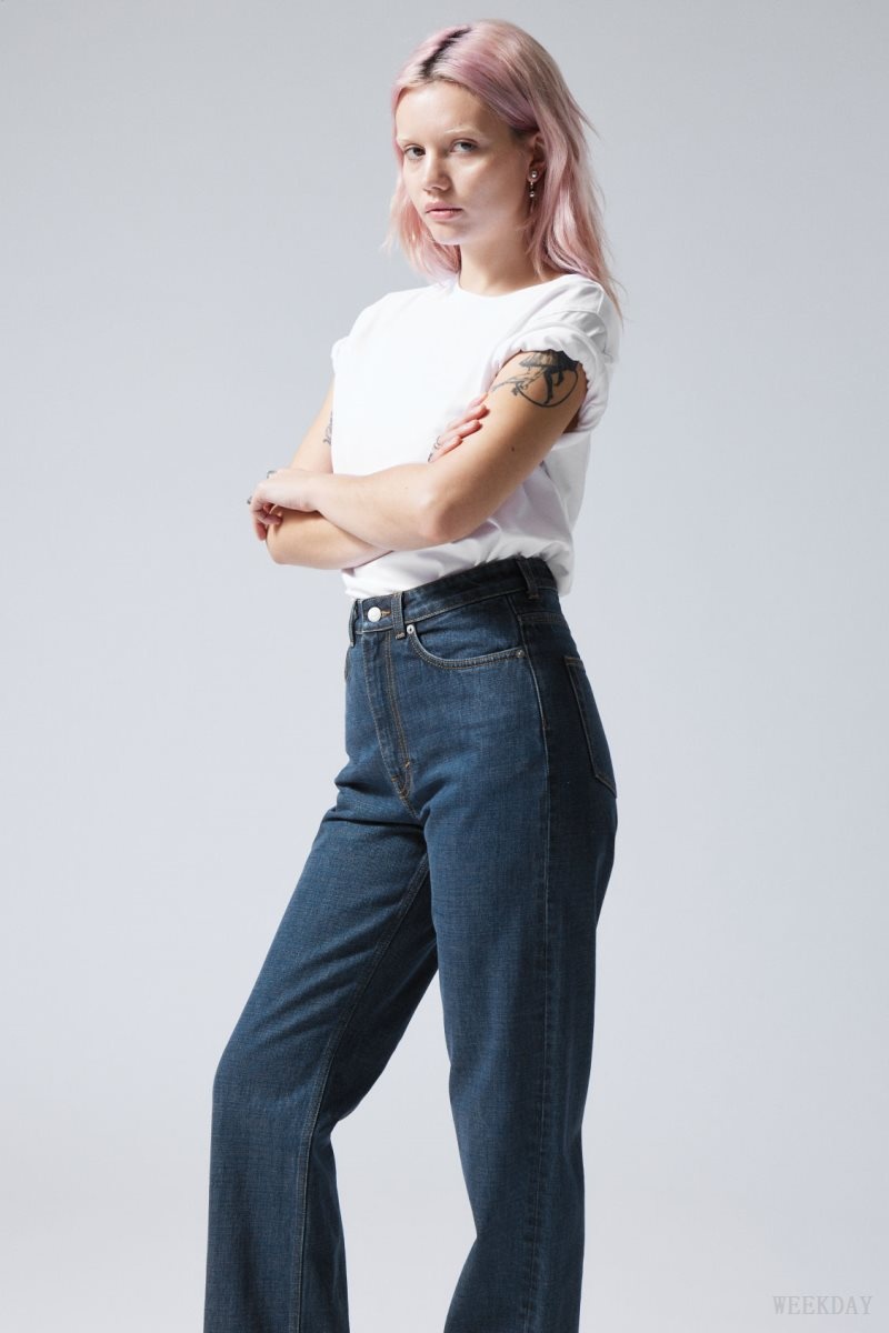 Weekday Rowe Extra High Egyenes Jeans Kék | XSWZ2507