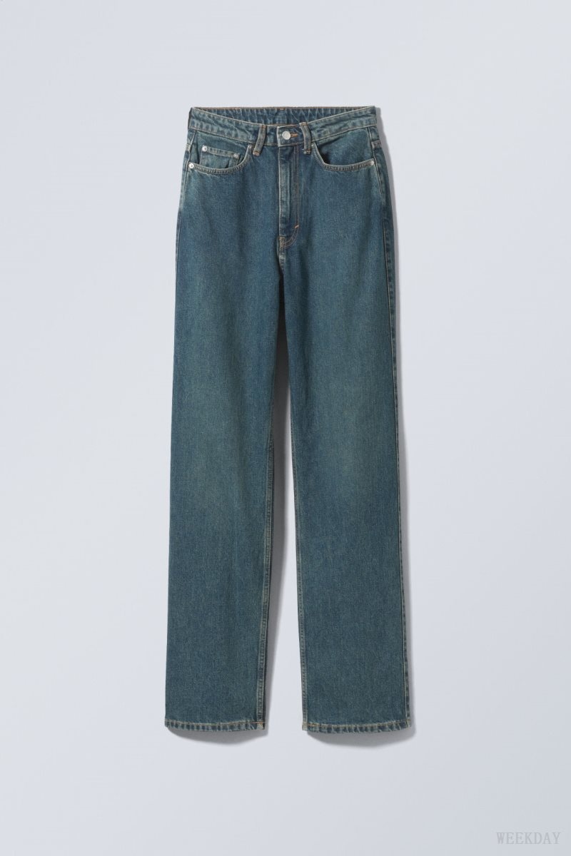 Weekday Rowe Extra High Egyenes Jeans Zöld | OERW0756