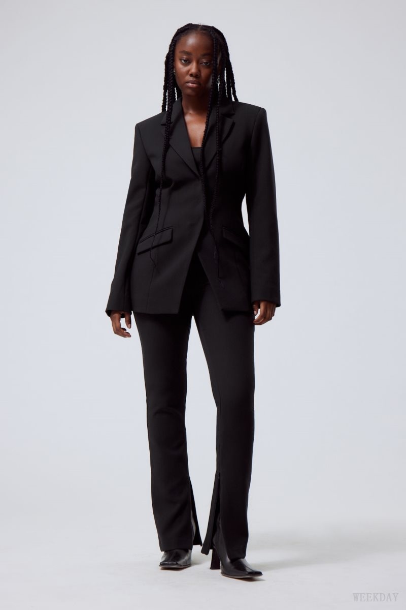 Weekday Simone Waisted Blazer Fekete | WMNX9669