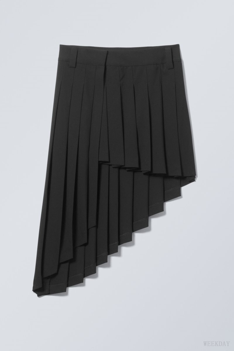 Weekday Skylar Redőzött Midi Skirt Fekete | ASRK9674