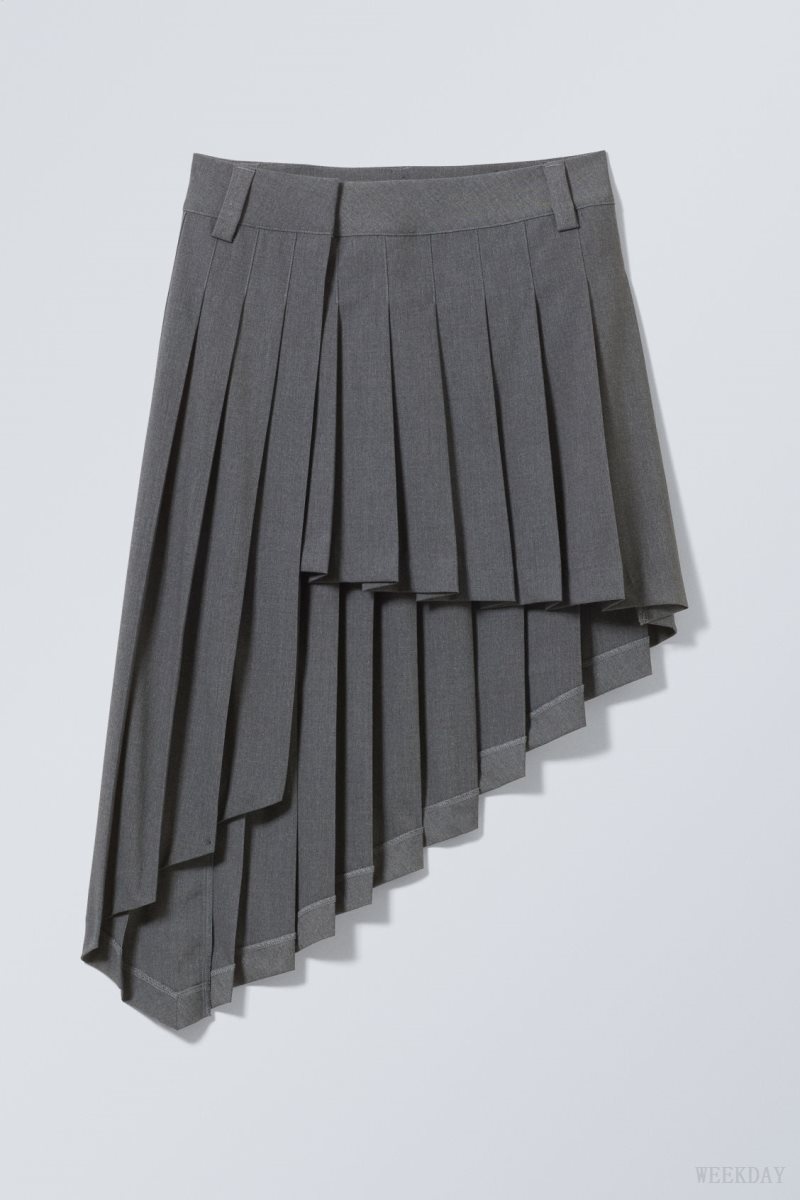 Weekday Skylar Redőzött Midi Skirt Sötétszürke | INIU3294