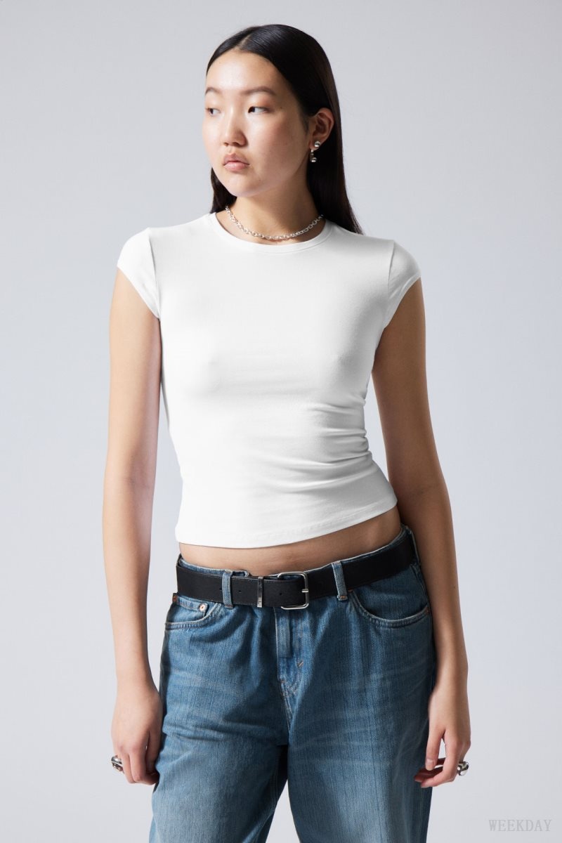 Weekday Slim Fitted Top Fehér | VRQV8931