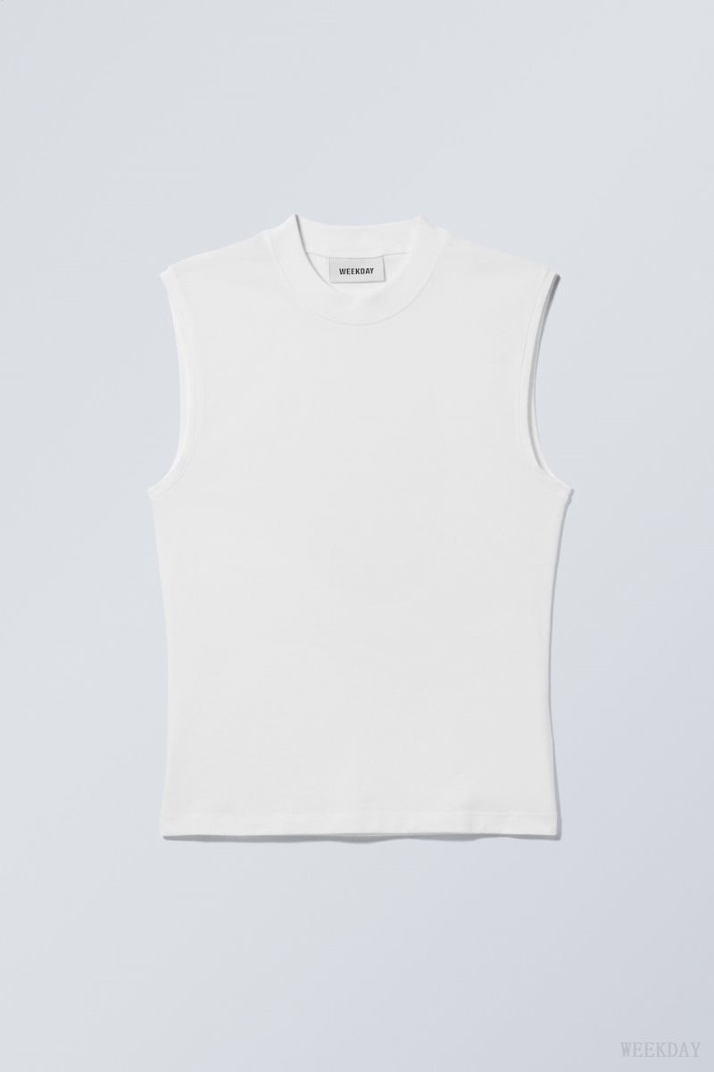 Weekday Slim Mock Neck Tank Top Fehér | GXEB6674