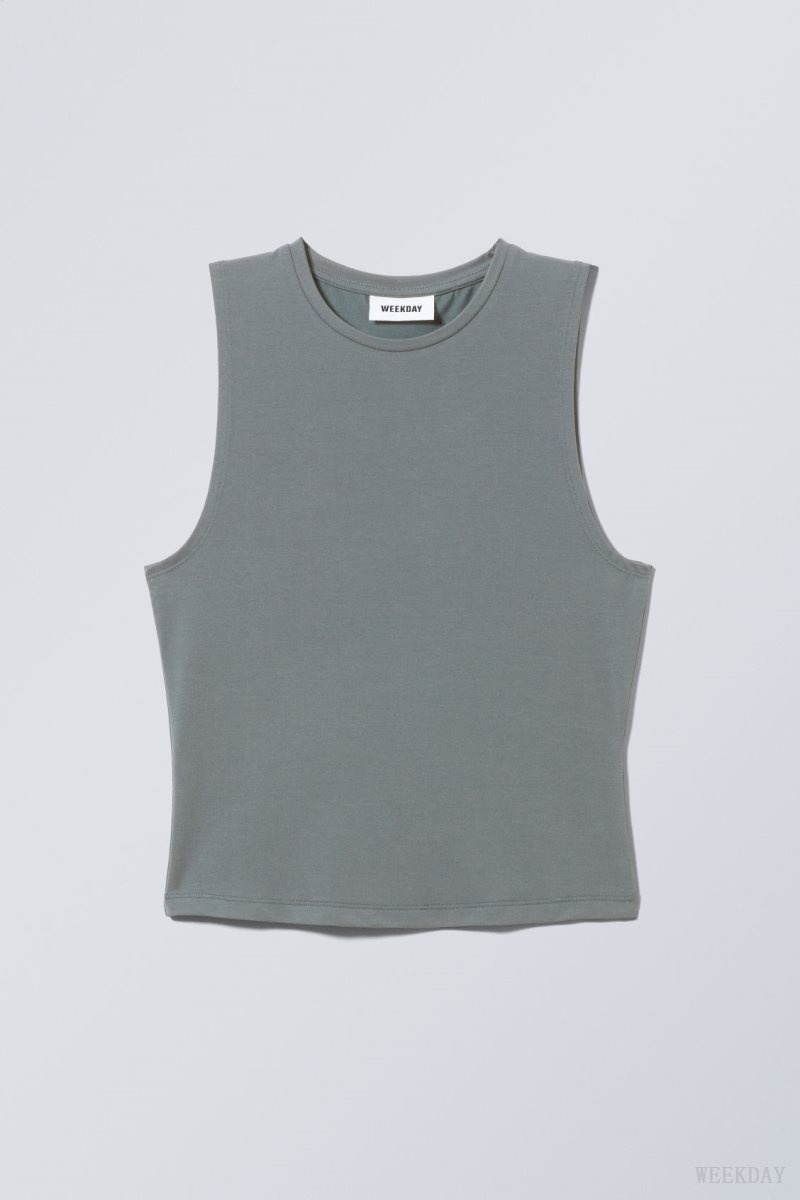 Weekday Soft Brushed Tank Top Sötéttürkiz | IROT5875