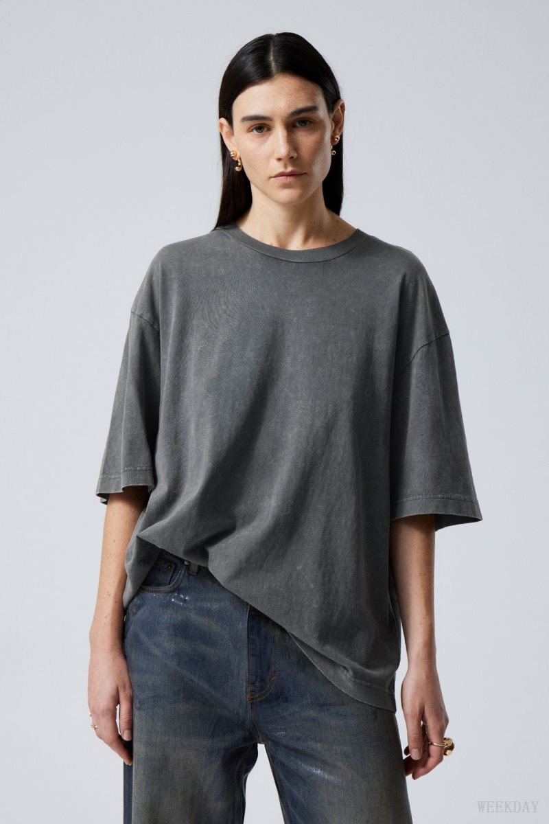 Weekday Soft Oversized T-shirt Kék | MLOJ3015