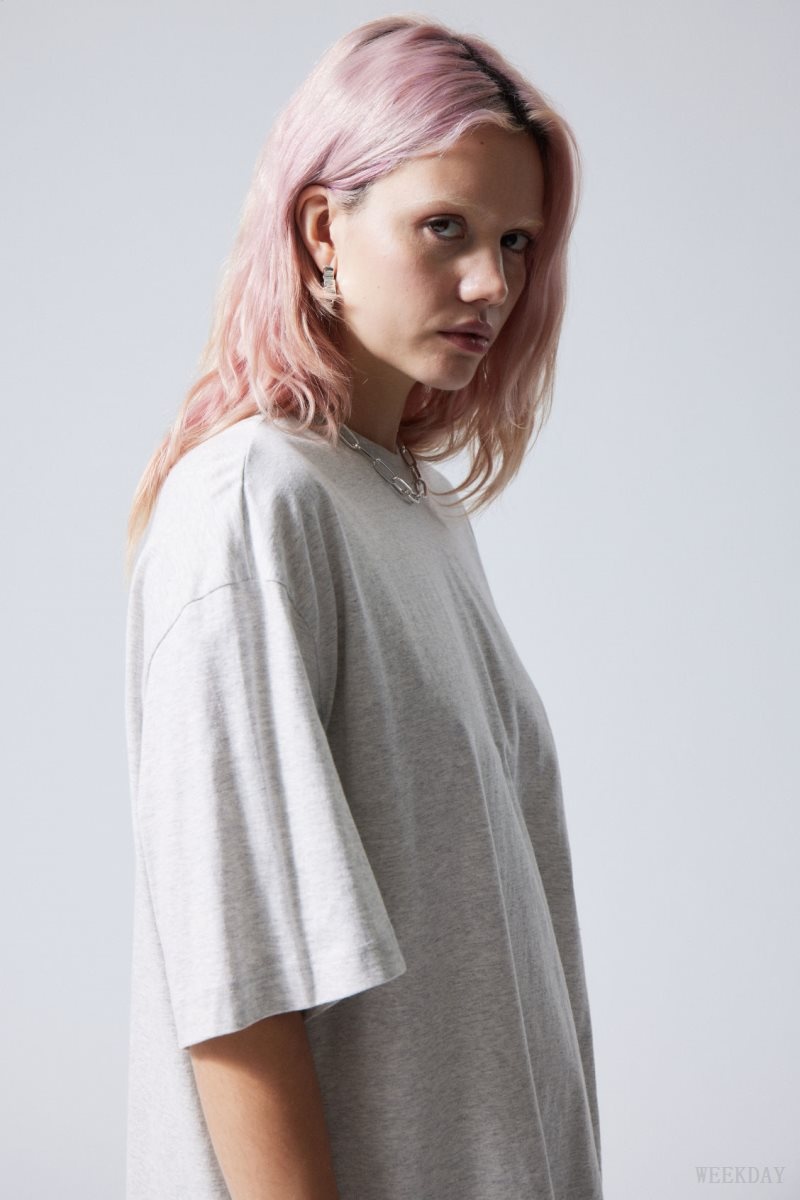 Weekday Soft Oversized T-shirt Világos Szürke | ACVH9565