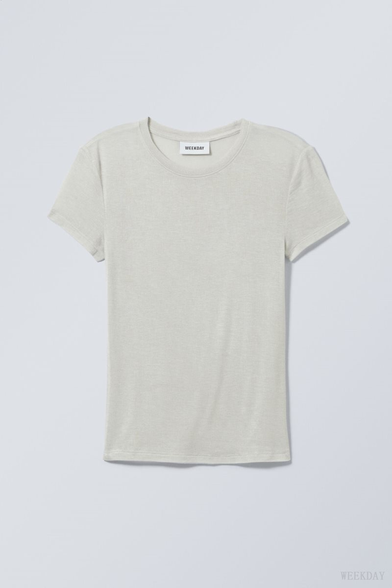 Weekday Soft Sheer Fitted T-shirt Dusty Mole | HZWY3519