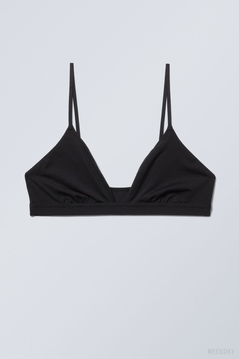 Weekday Soft Triangle Bralette Soul Fekete | FBQB9349