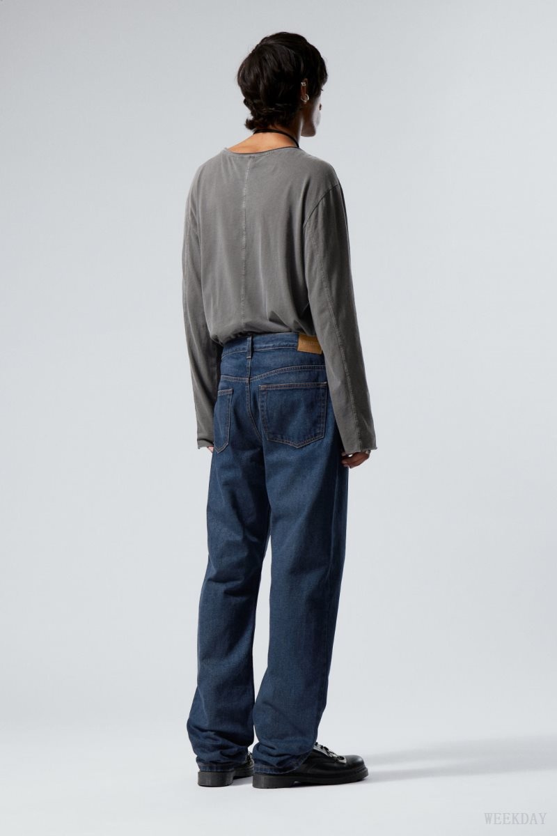 Weekday Space Relaxed Egyenes Jeans Kék | UWGY7918