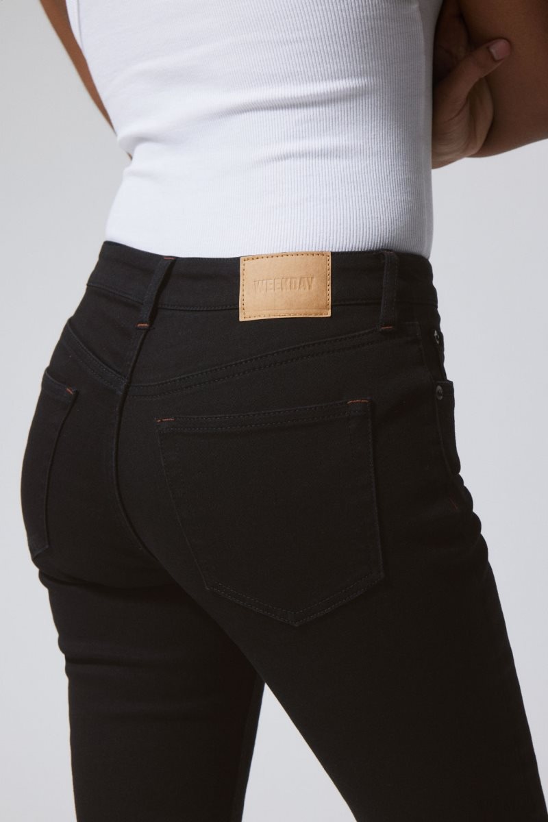 Weekday Spare Mid Sovány Jeans Fekete | YPKY3519