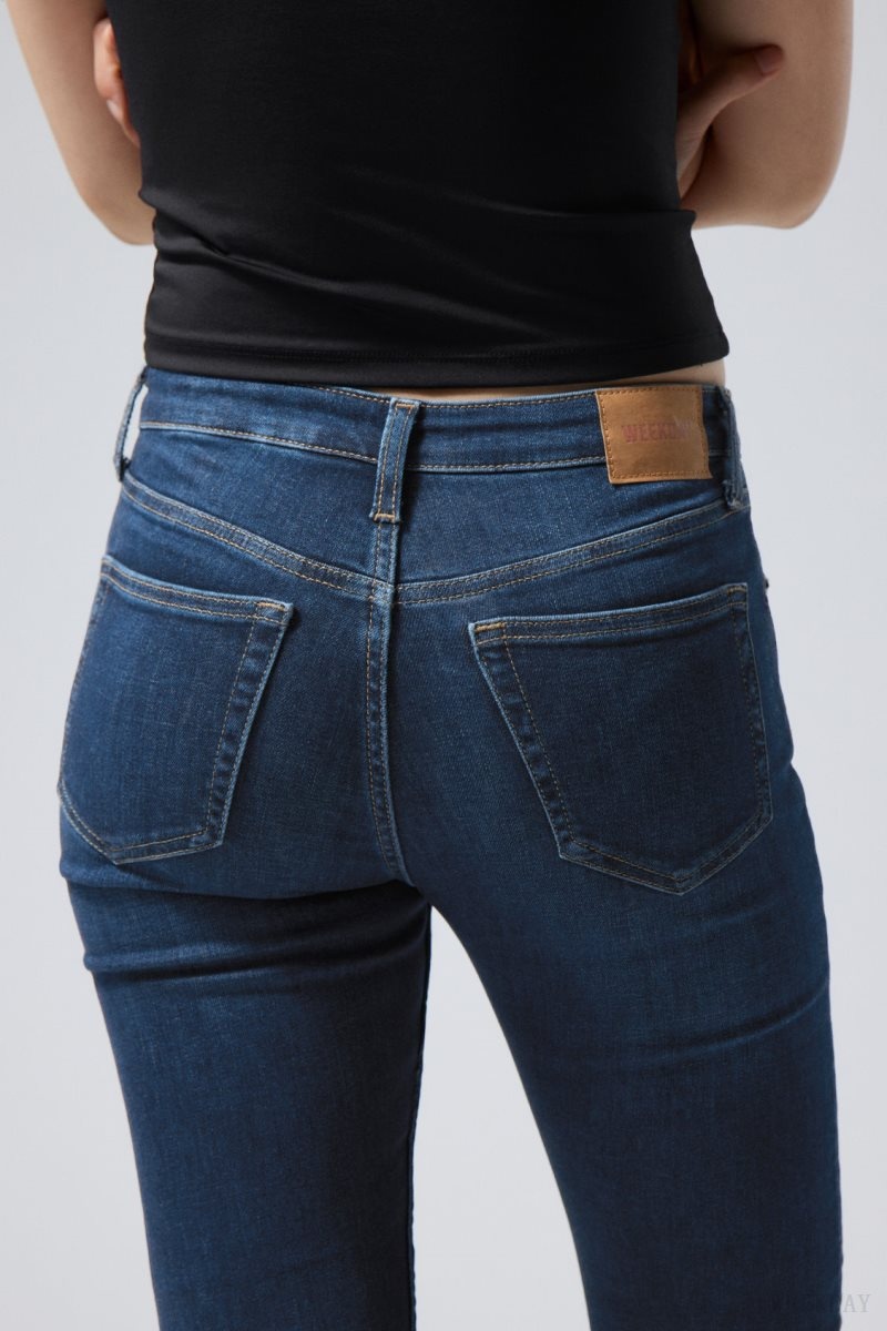 Weekday Spare Mid Sovány Jeans Kék | SIXC2918