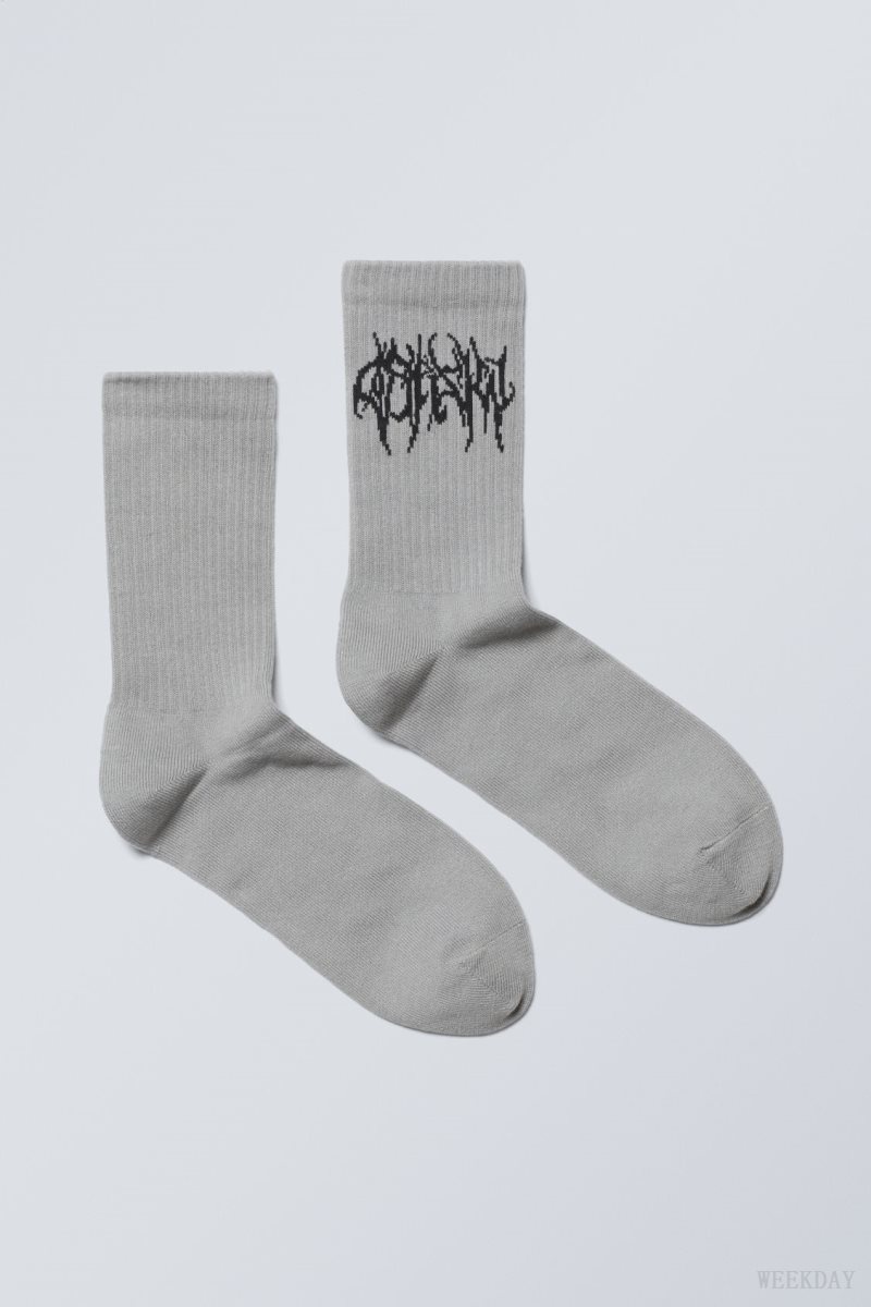 Weekday Sport Printed Socks Szürke | ENGH6642