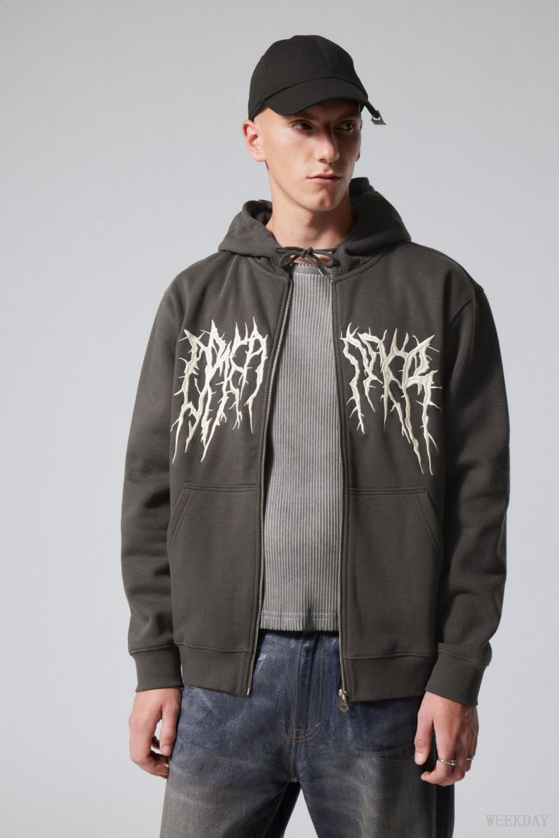 Weekday Standard Grafika Zip Hoodie Spiky Dreamer | QBKS6735