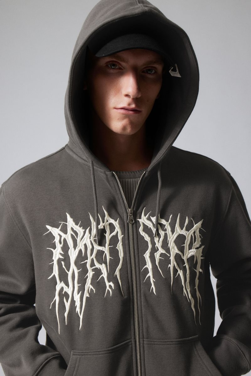 Weekday Standard Grafika Zip Hoodie Spiky Dreamer | QBKS6735