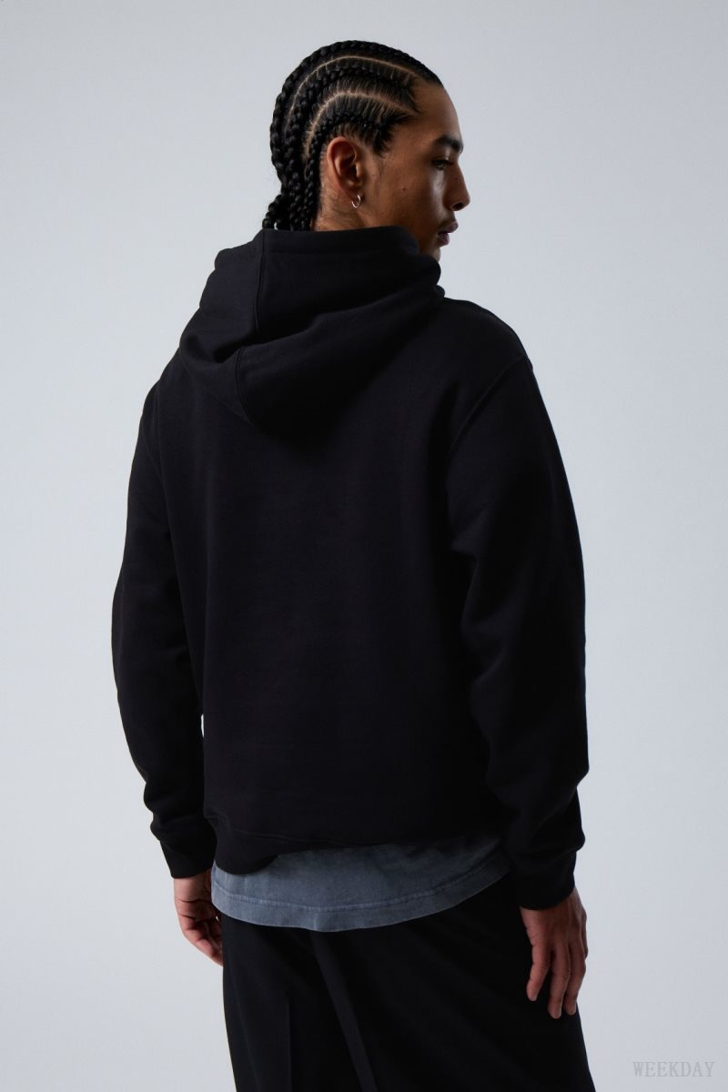 Weekday Standard Midweight Hoodie Fekete | GJFY1430