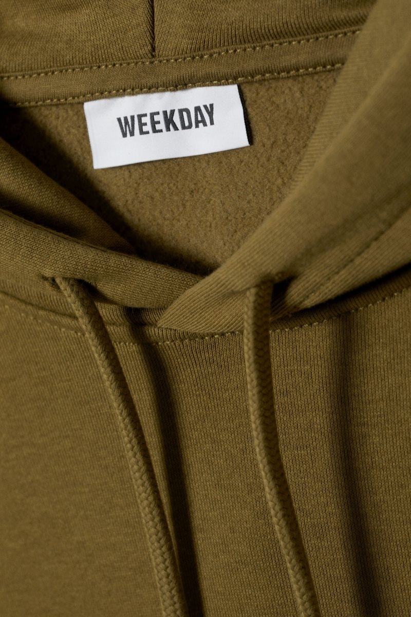 Weekday Standard Midweight Hoodie Khaki | BOIU2629