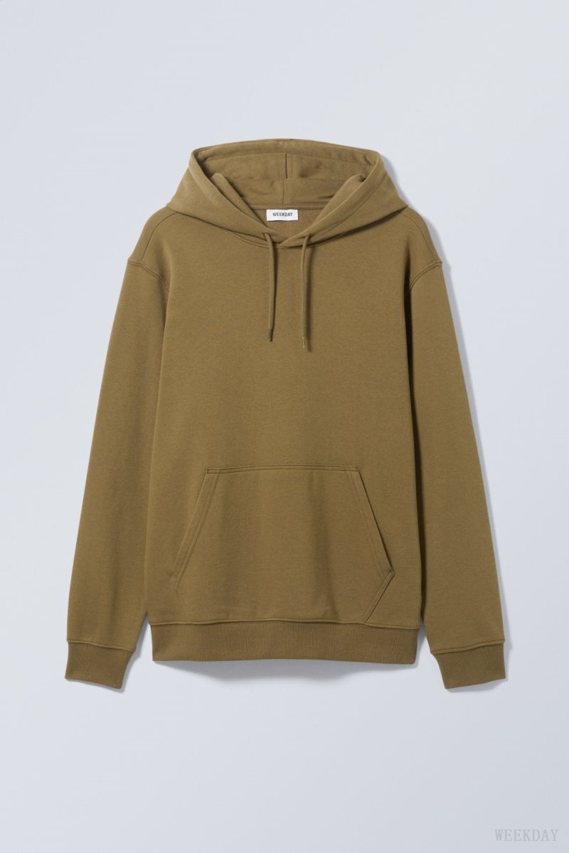 Weekday Standard Midweight Hoodie Khaki | BOIU2629